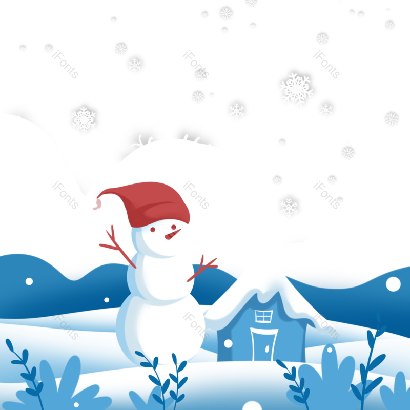 雪山图片,雪花元素,下雪PNG,房屋免抠素材
